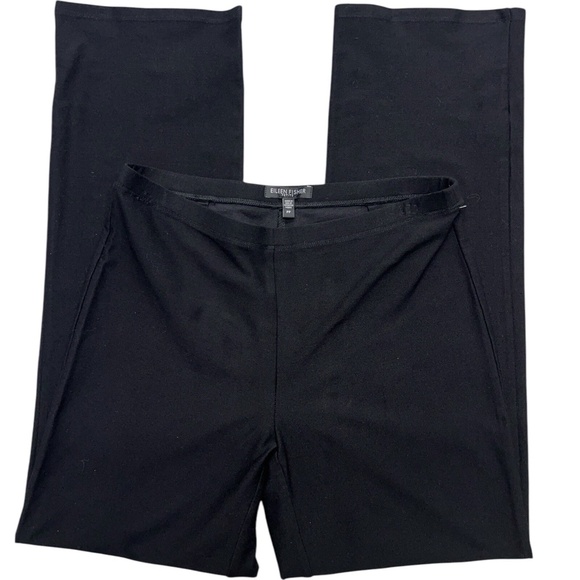 Eileen Fisher Pant Women PP Black Stretch Crepe PullOn Washable Straight Leg - Picture 3 of 11